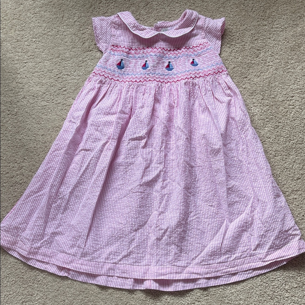 JoJo Maman Bebe Light Pink Smocked Sailboat Dress